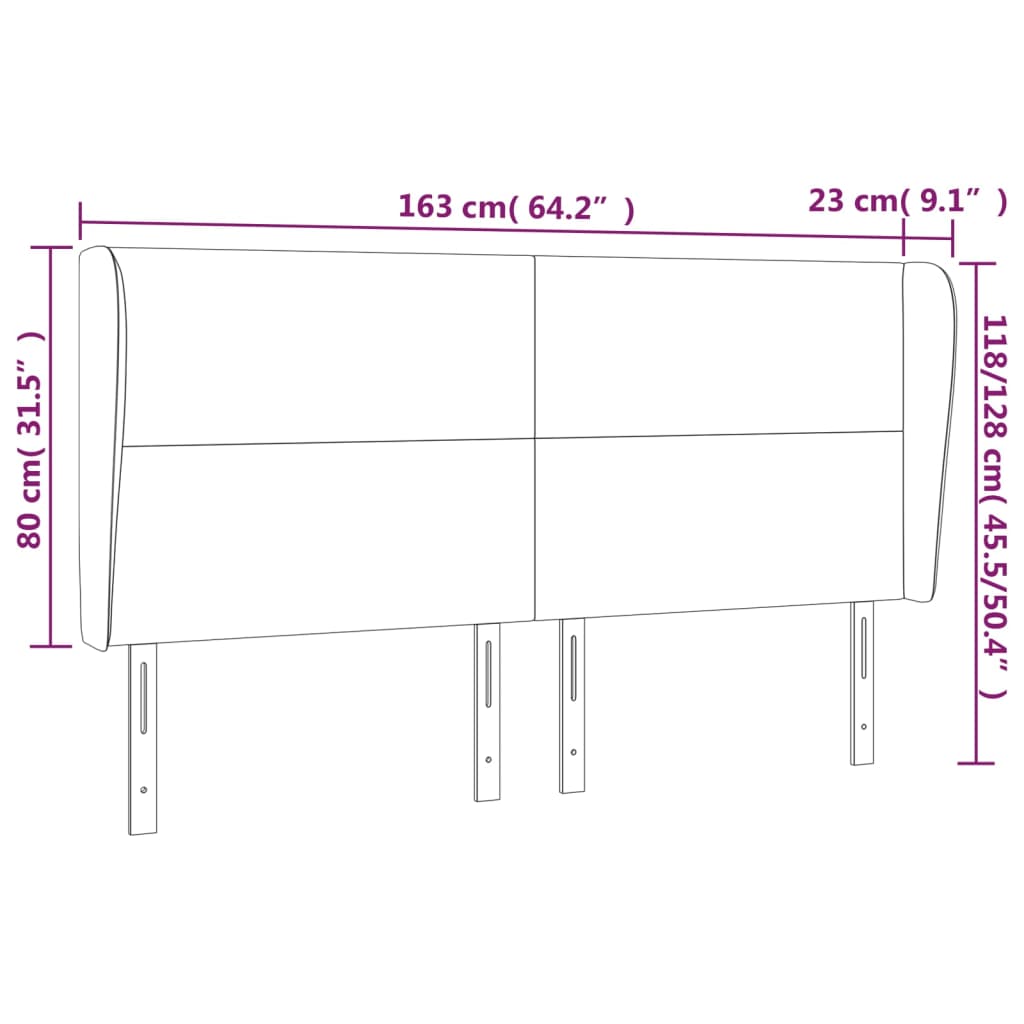 Kopfteil mit Ohren Creme 83x23x78/88 cm Kunstleder
