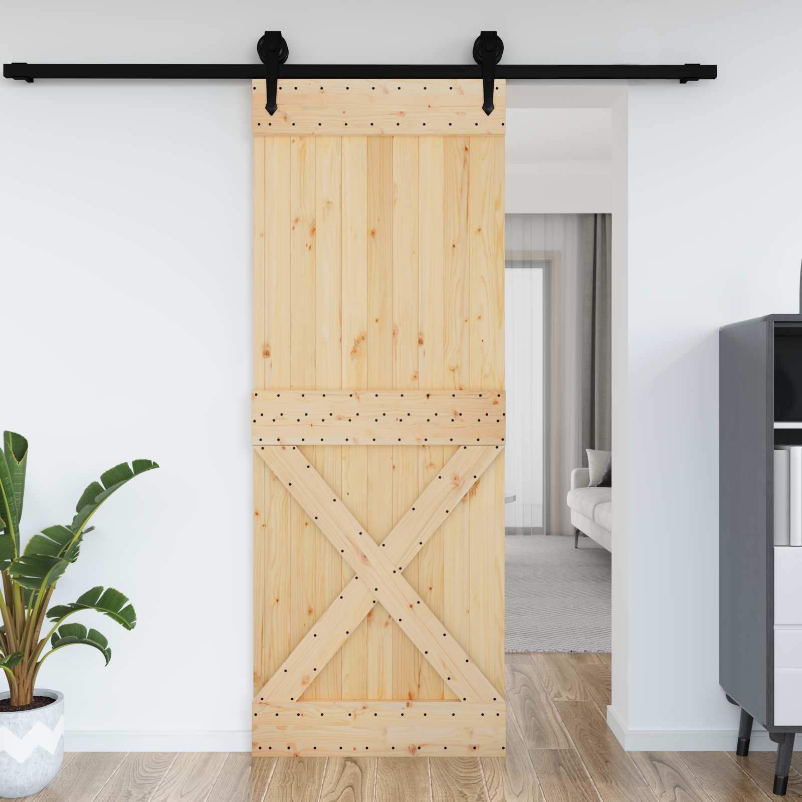 Tür NARVIK Natur 80 x 210 cm Massivkiefer