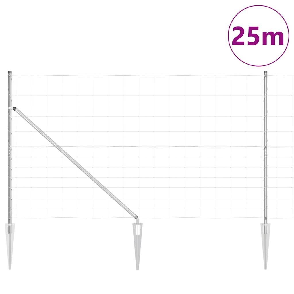 Ground Fix Geschweißter Drahtzaun 25 x 0,8 m Silber Netz