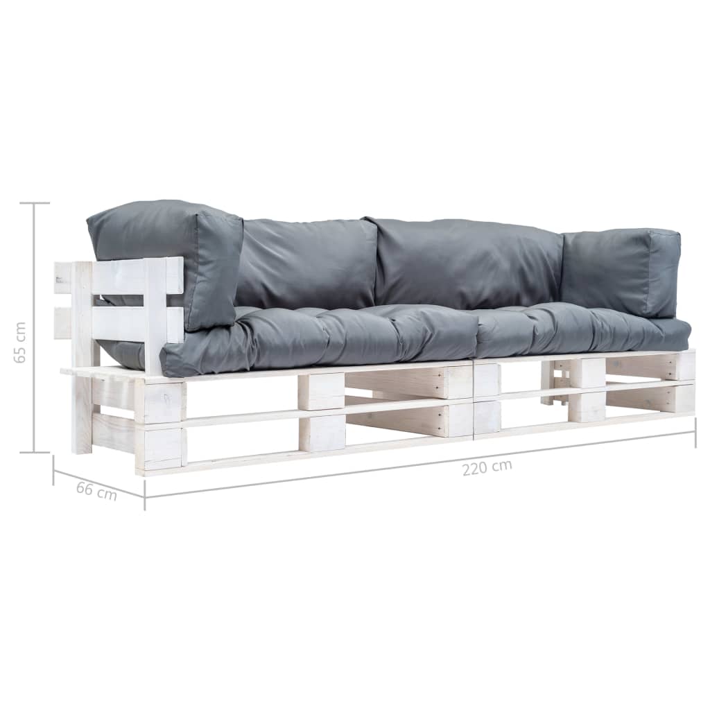 2-tlg. Outdoor-Sofa-Set Paletten mit Kissen in Grau Kiefernholz