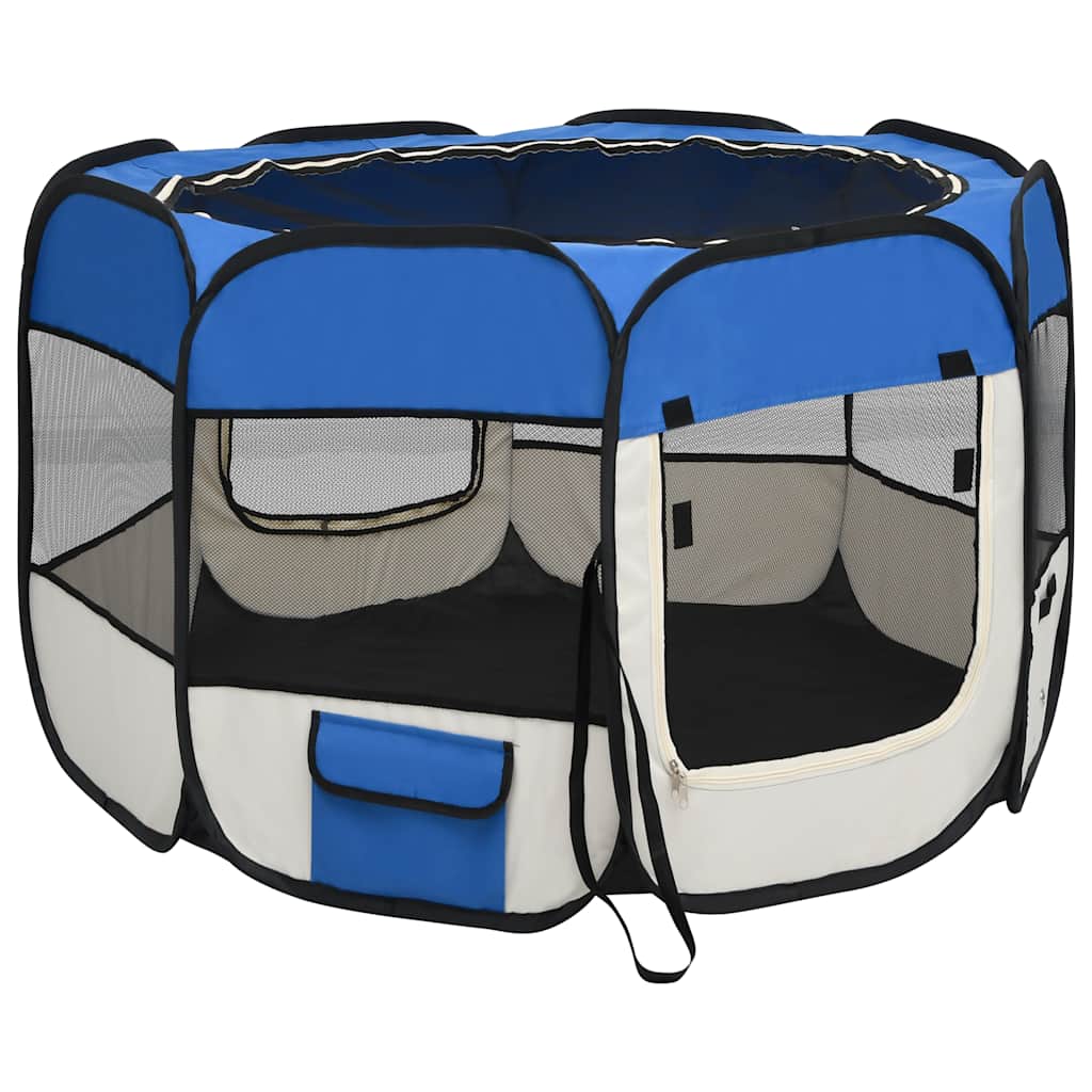 Faltbarer Welpenlaufstall mit Tragetasche Schwarz 90x90x58 cm