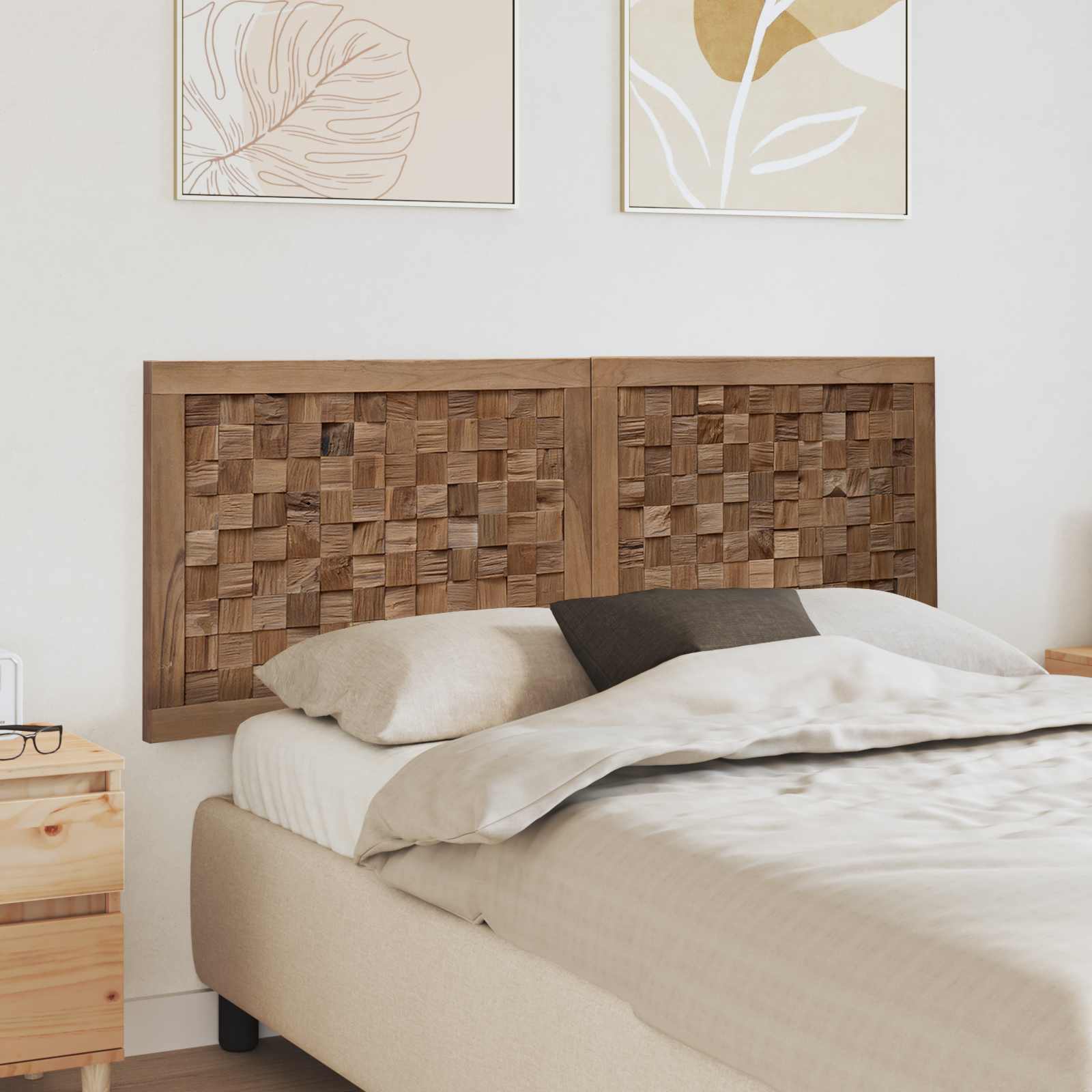 Bettkopfteil Natur Massivholz Teak