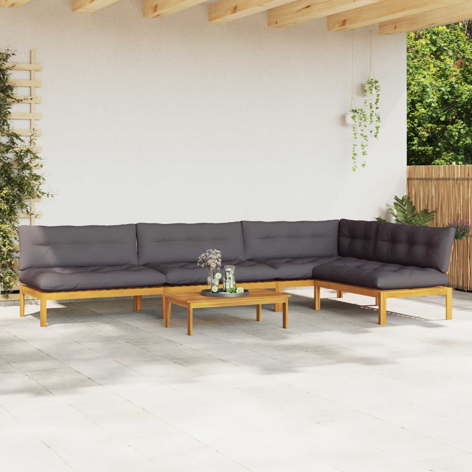 3-tlg. Garten-Sofagarnitur aus Paletten Massivholz Akazie