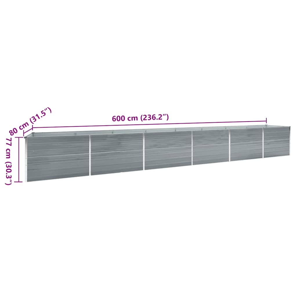 Hochbeet 160 x 80 x 77 cm Verzinkter Stahl Grau