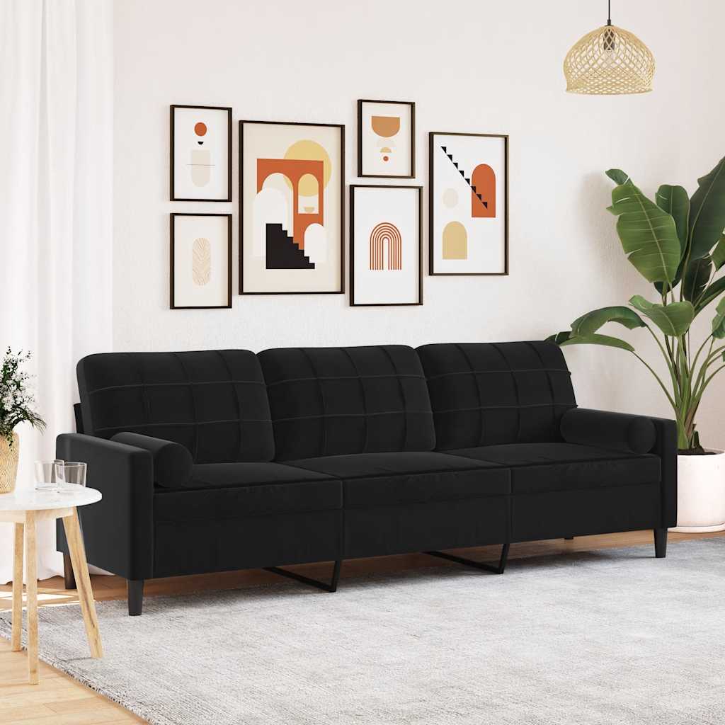 2-Sitzer-Sofa mit Zierkissen Hellgrau 120 cm Samt