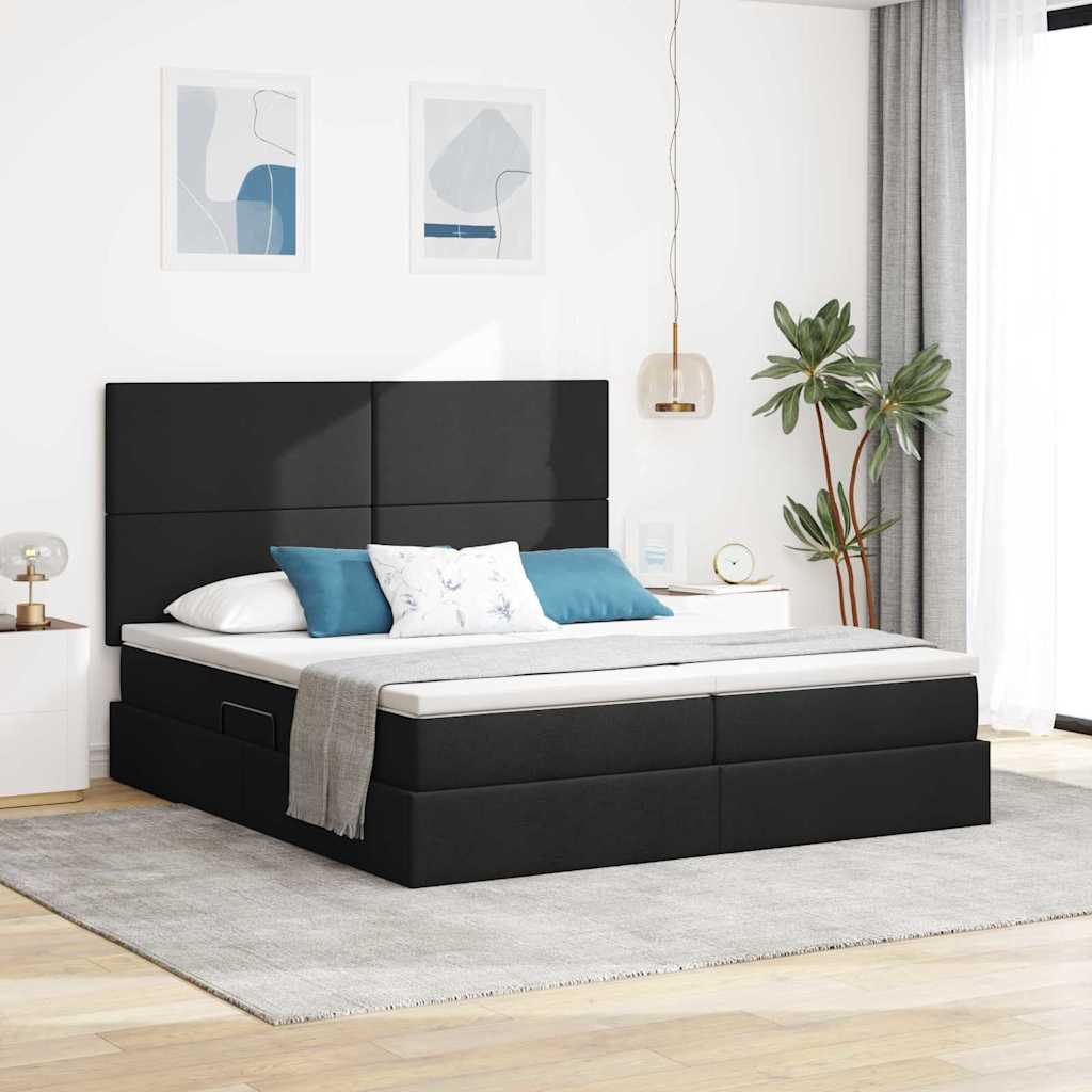 Aufbewahrungsbett mit Kopfteil Hellgrau 180 x 200 cm Stoff