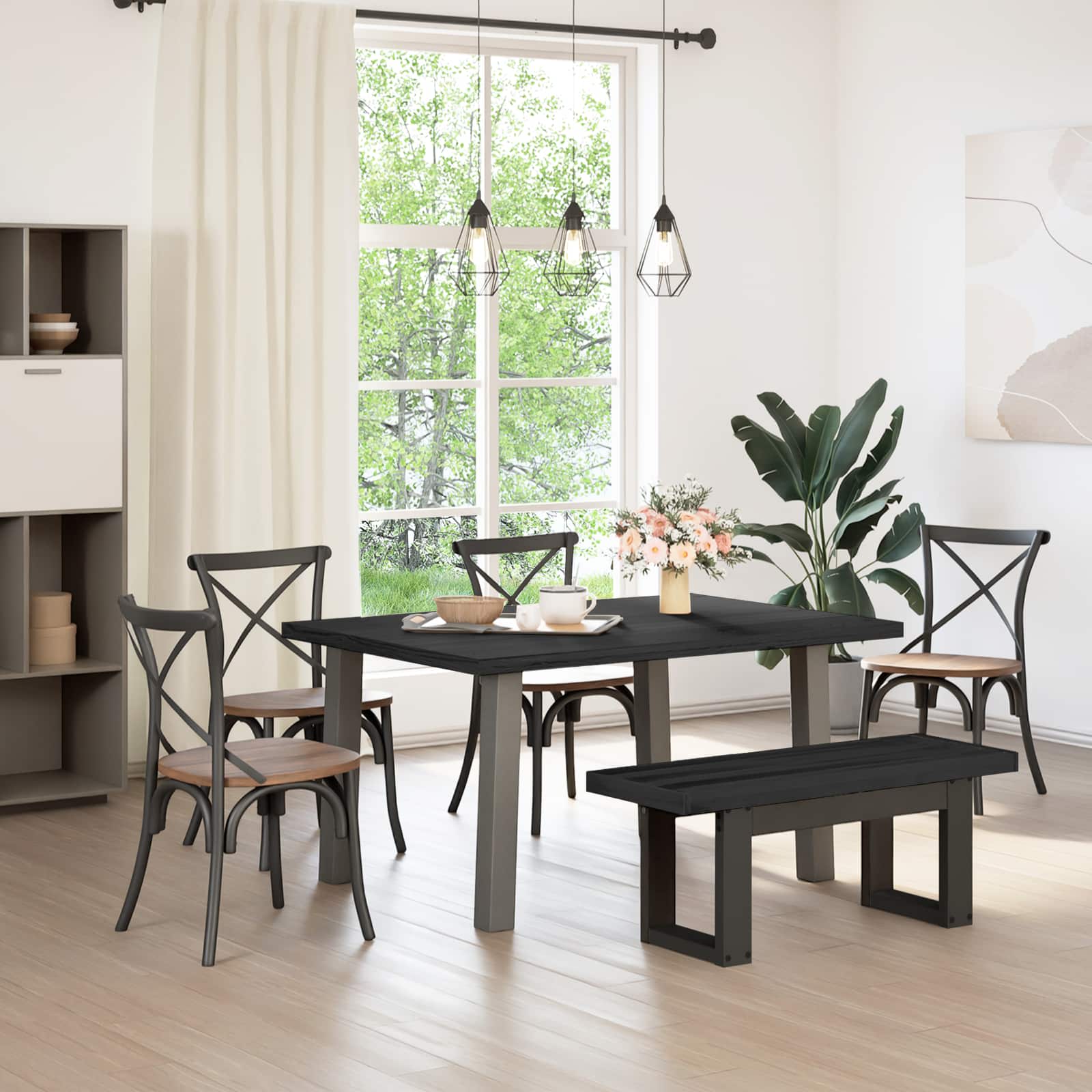 Esstischbank NOAIN 180 x 41 x 45 cm Massives Kiefernholz
