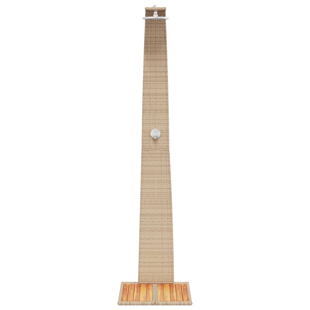 Gartendusche Schwarz 55x60x224 cm Poly Rattan und Akazienholz
