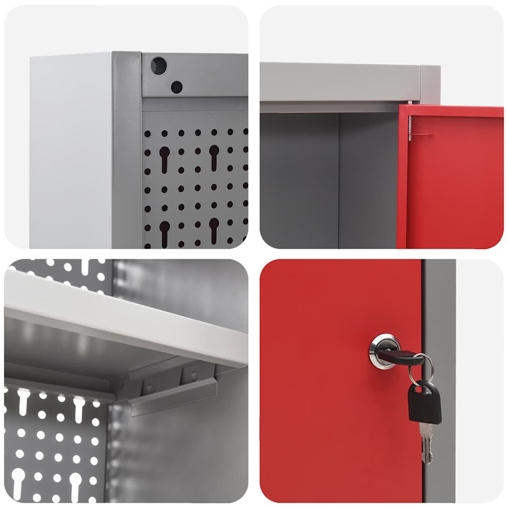 Werkzeugschrank mit Regal Schwarz und Grau 55 x 55 x 55 cm