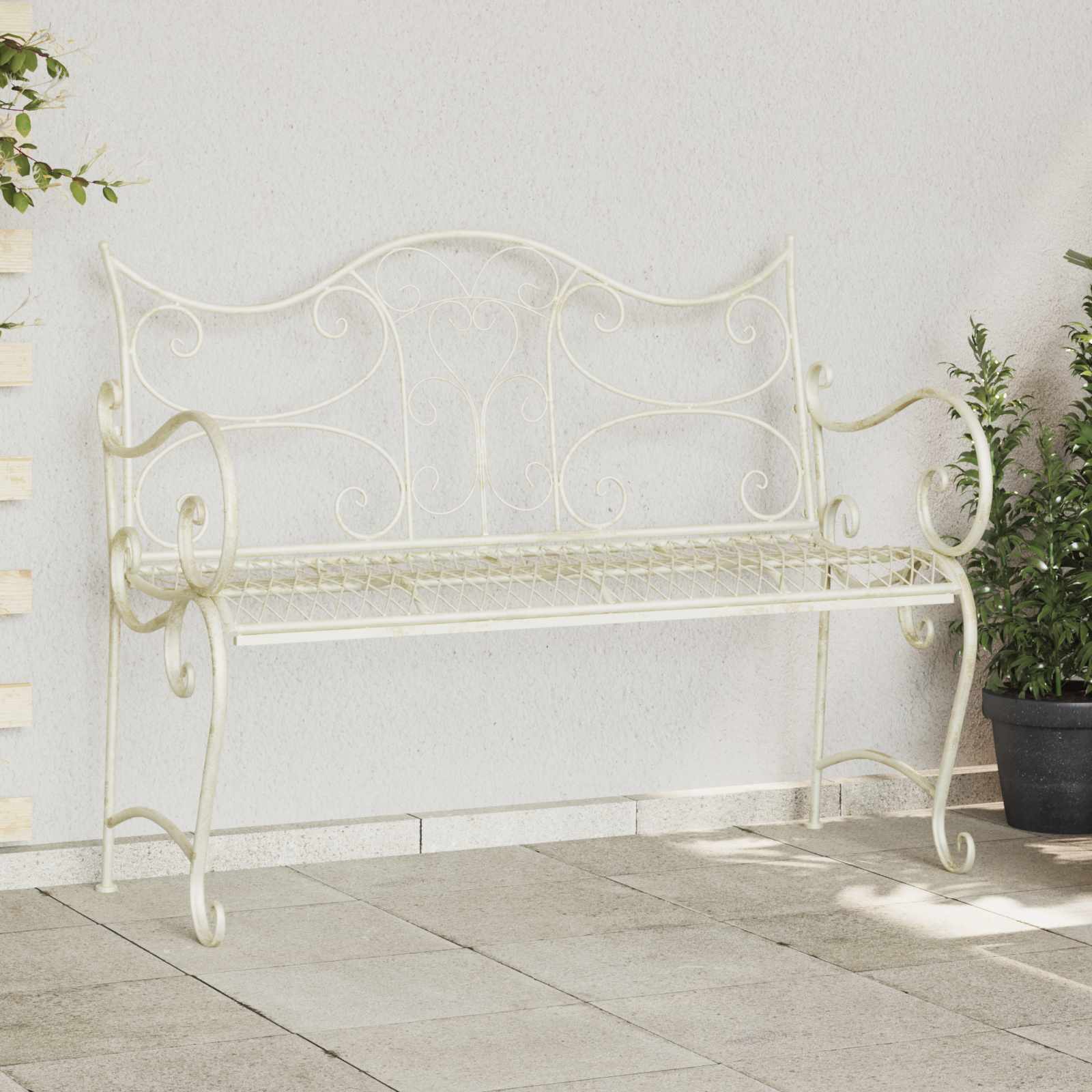 Gartenbank 2-Sitzanzahl 114 x 56,5 x 90 cm Stahl Silber Grau