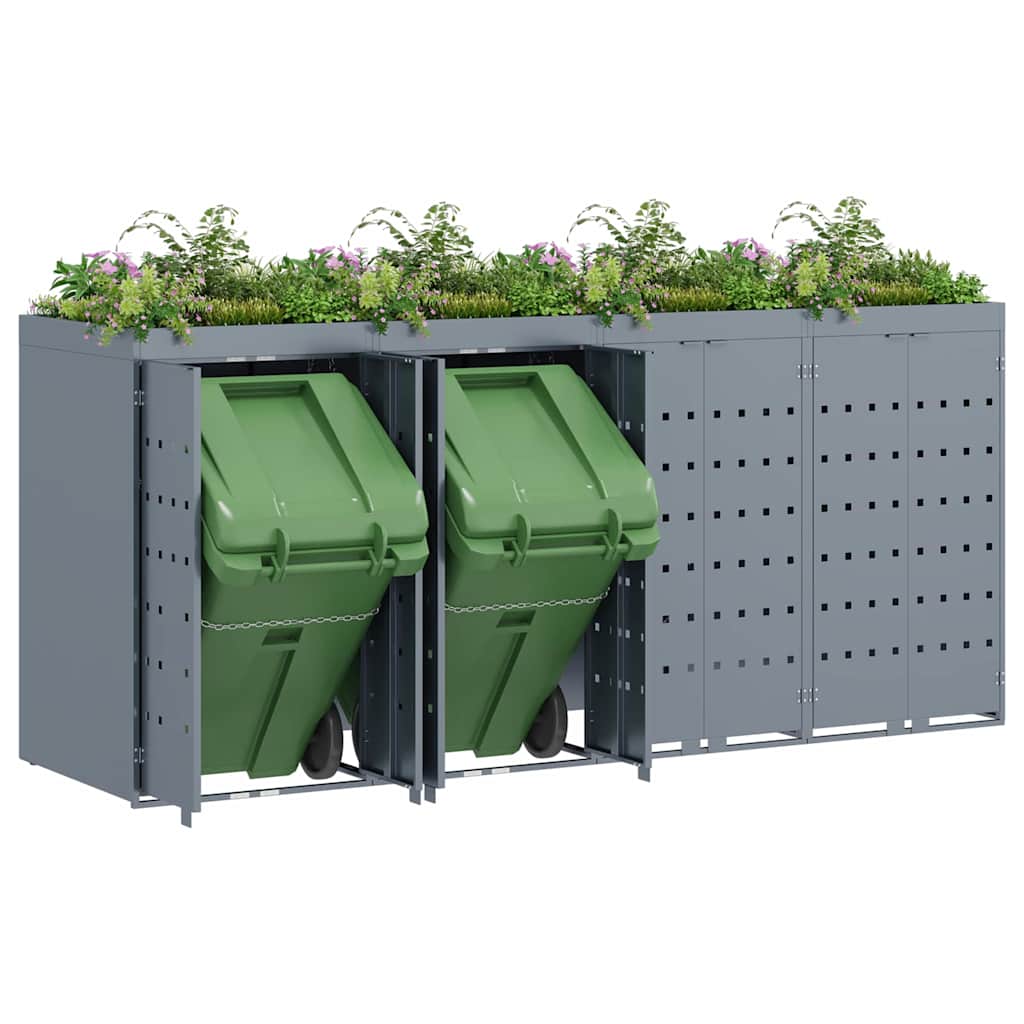 Mülltonnenbox für 2 Tonnen Schwarz 138x79x117 cm Stahl