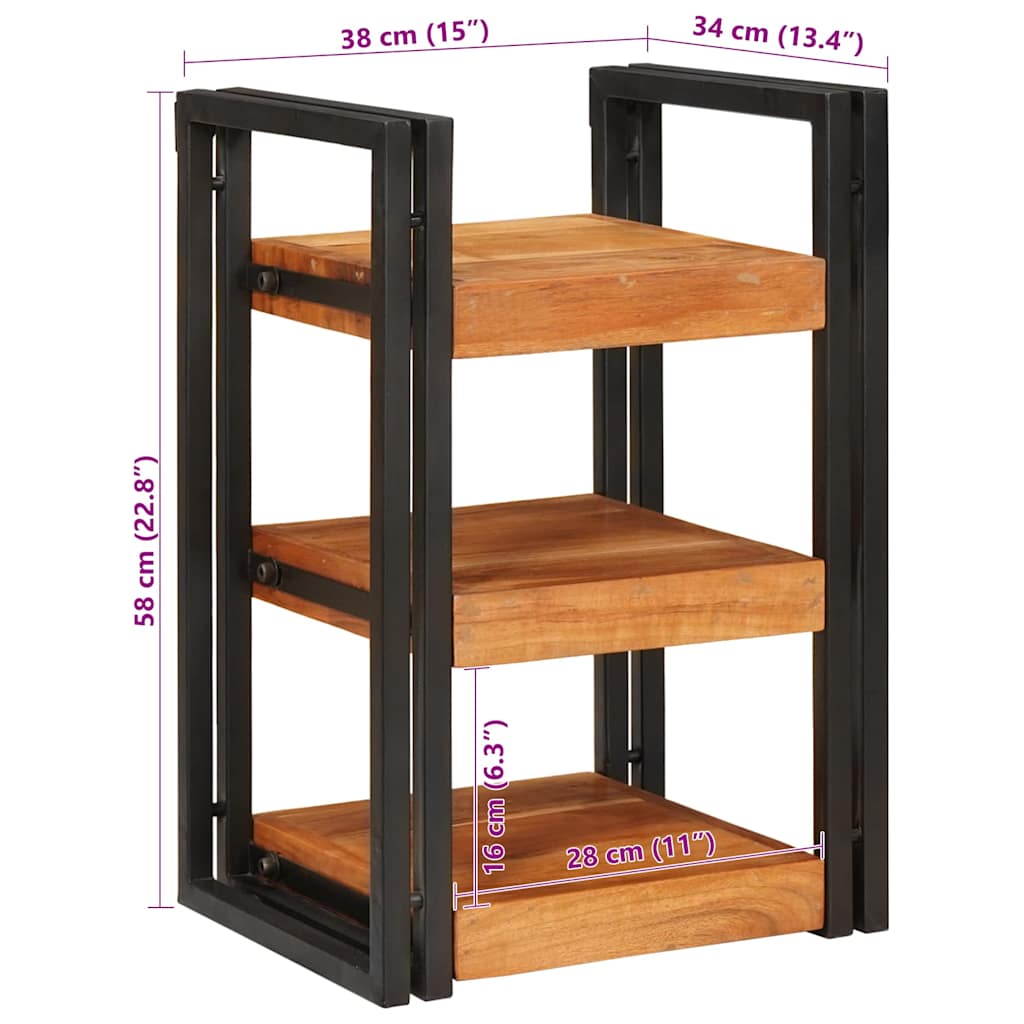 Nachttisch Braun und Schwarz 38 x 33 x 58 cm Massivholz Mango