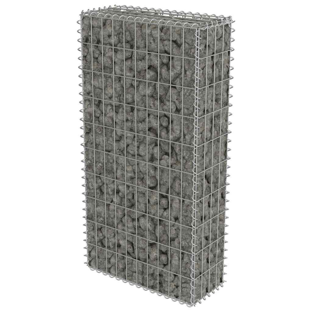 Gabionenwand mit Abdeckung Verzinkter Stahl 20×20×100 cm