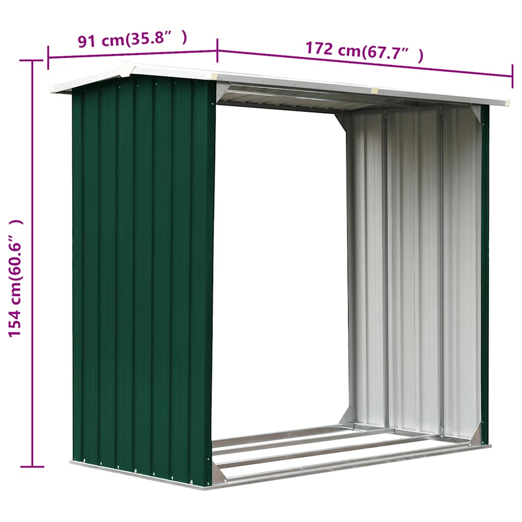 Brennholzlager Verzinkter Stahl 172 x 91 x 154 cm Grau