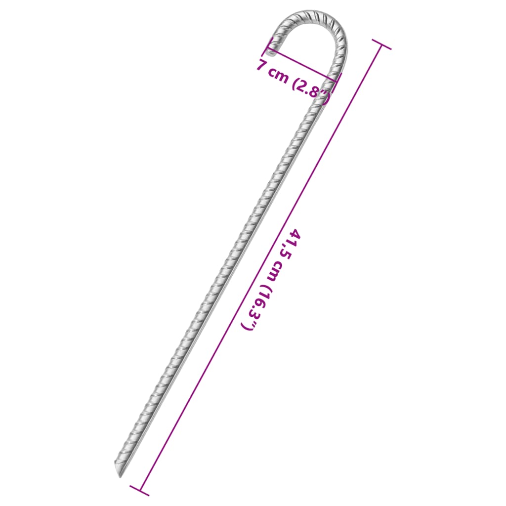 Zeltheringe 6 Stk. 37 cm Ø10 mm Verzinkter Stahl