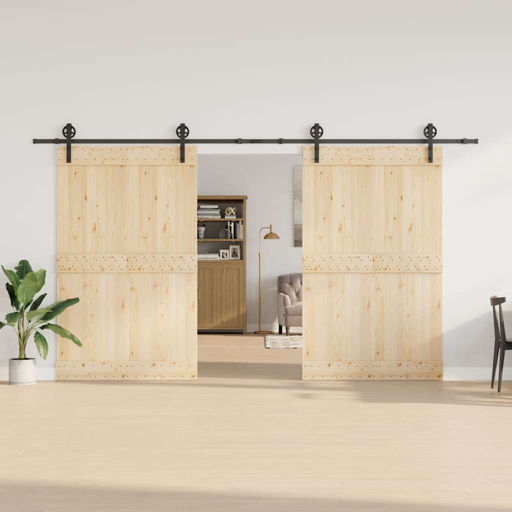 Schiebetürbeschlag-Set 366 cm Stahl Schwarz