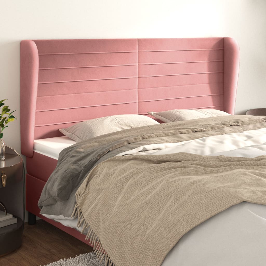 Kopfteil mit Ohren Dunkelblau 203x23x118/128 cm Samt
