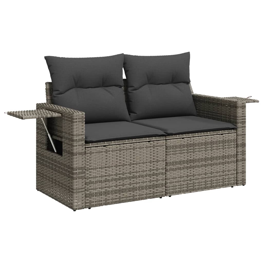 12-tlg. Garten-Sofagarnitur mit Kissen Schwarz Poly Rattan