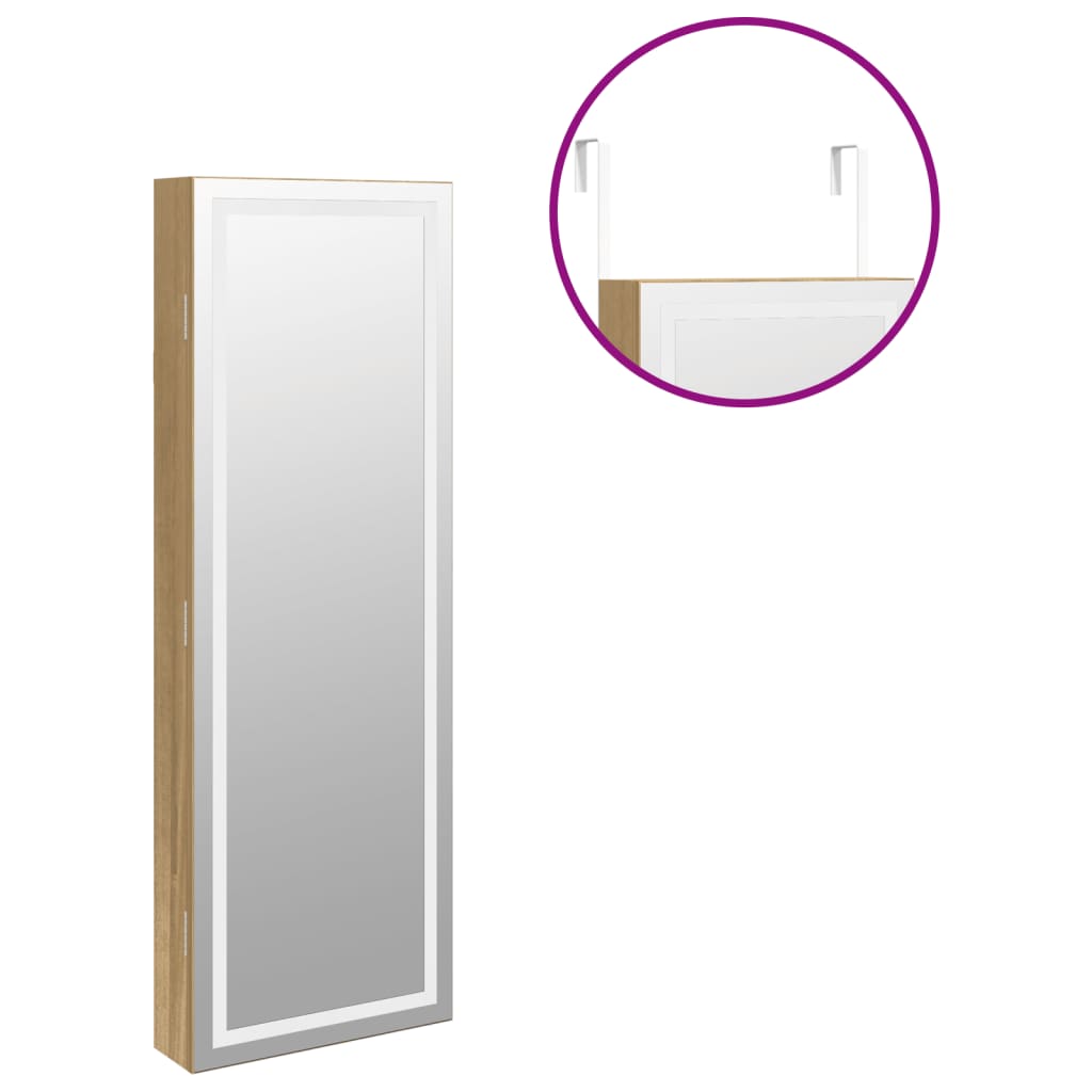 Spiegel-Schmuckschrank mit LED-Beleuchtung Wandmontage Weiß