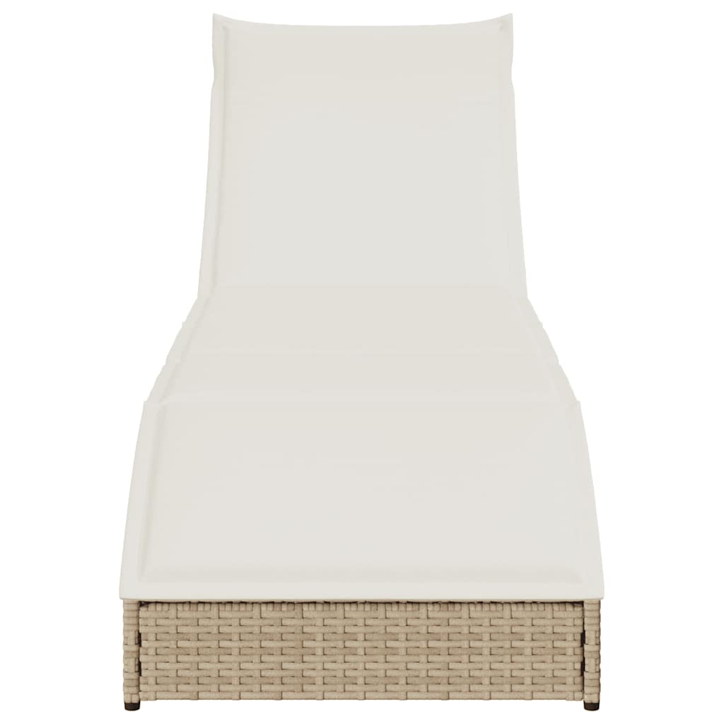 Klappliege mit Auflage und Stauraum Schwarz Poly-Rattan