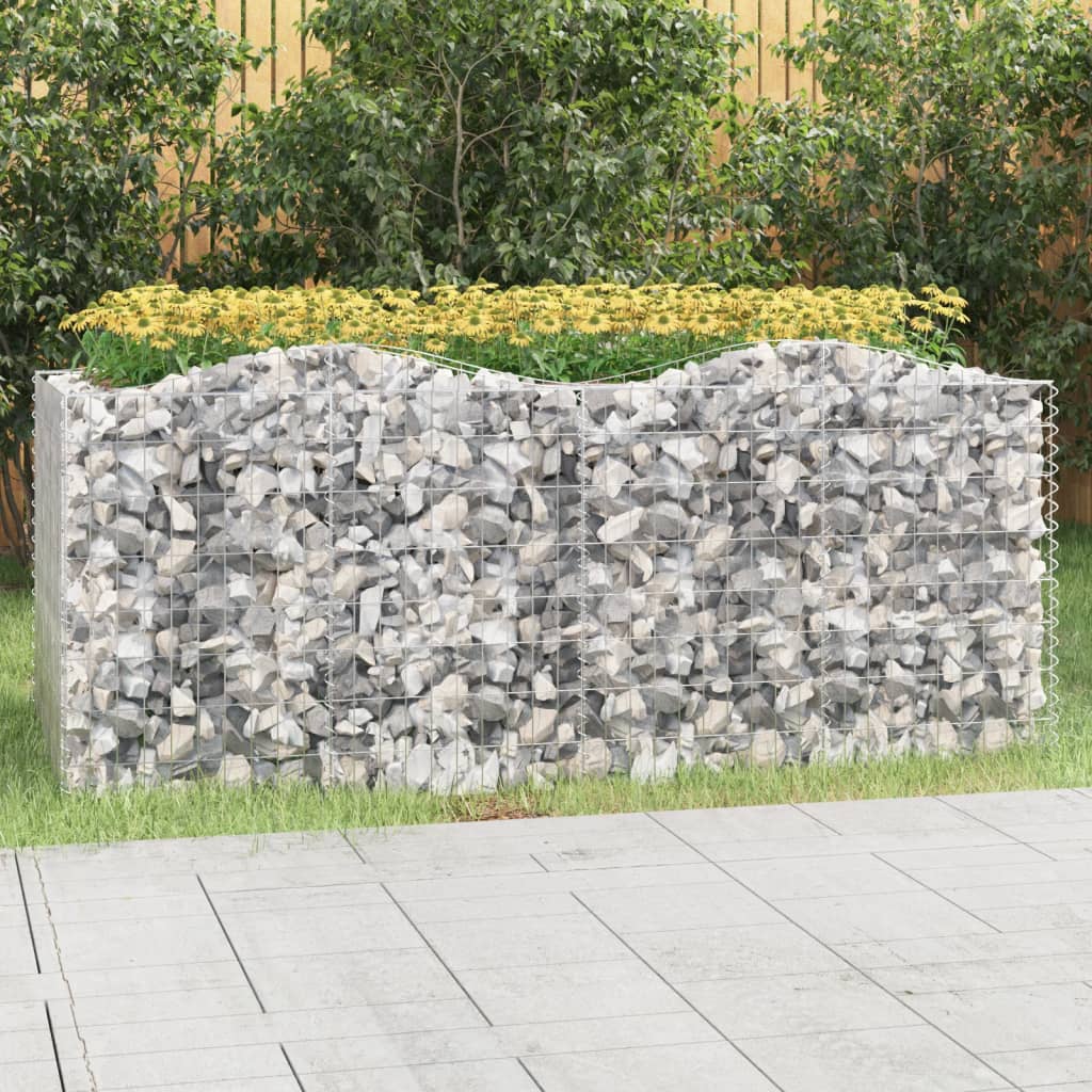Gabionen-Hochbeet mit Hochbogen 200x50x50 cm Verzinktes Eisen