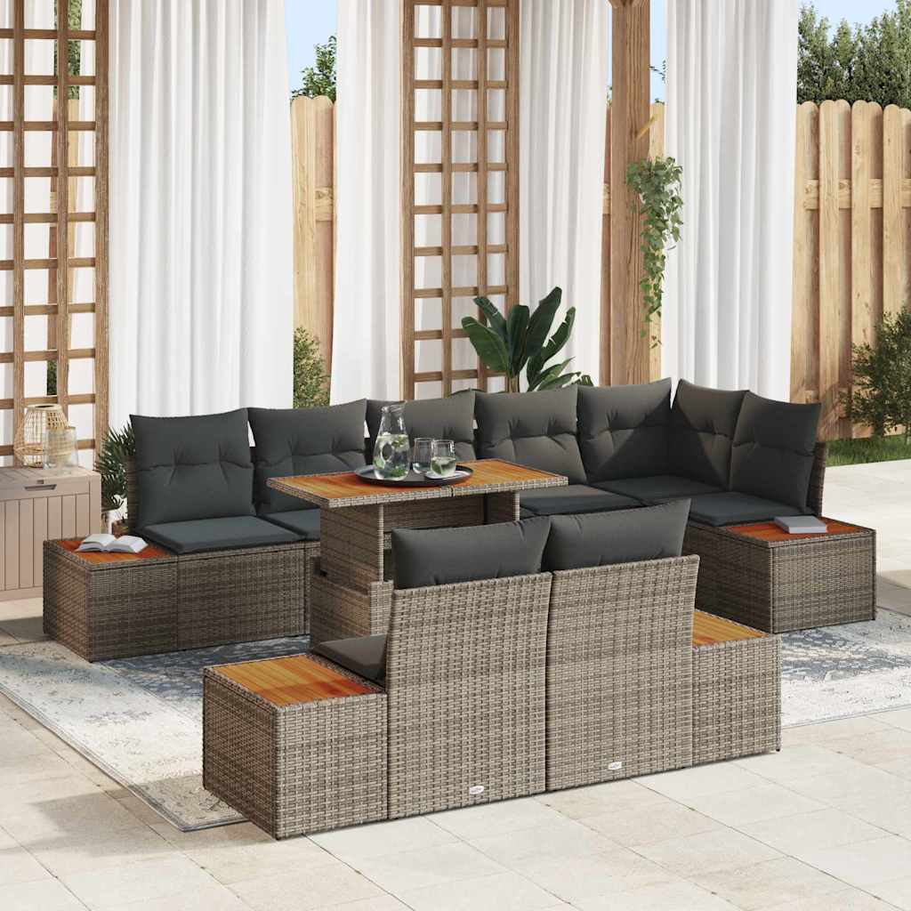 Garten Essgruppe mit Kissen 9 pcs Schwarz und Beige