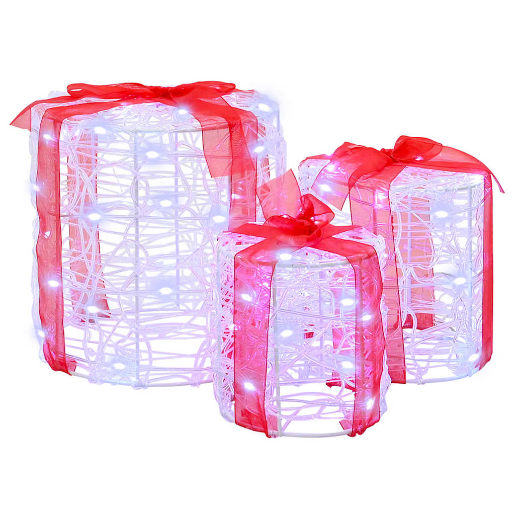 Geschenkbox Dekoration 3 pcs Warmweiß 20 x 20 x 21 cm Acryl