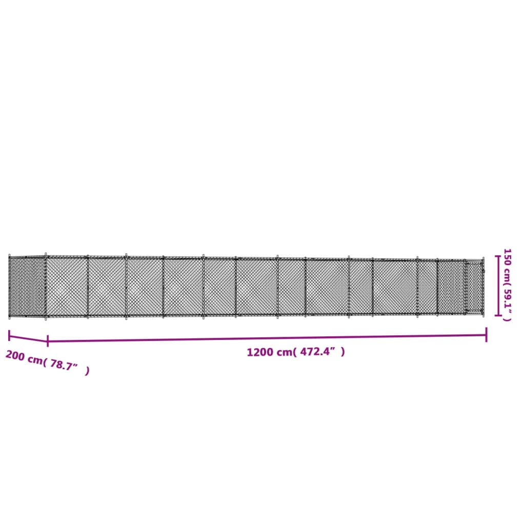 Hundezwinger mit Tür Grau 2x2x1,5 m Verzinkter Stahl
