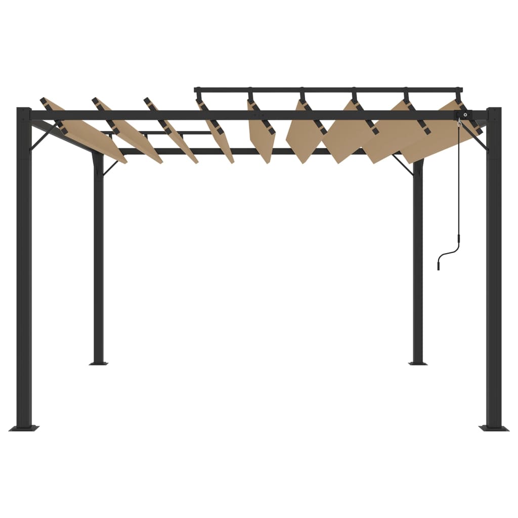 Pergola mit Lamellendach 3x3 m Creme Stoff und Aluminium