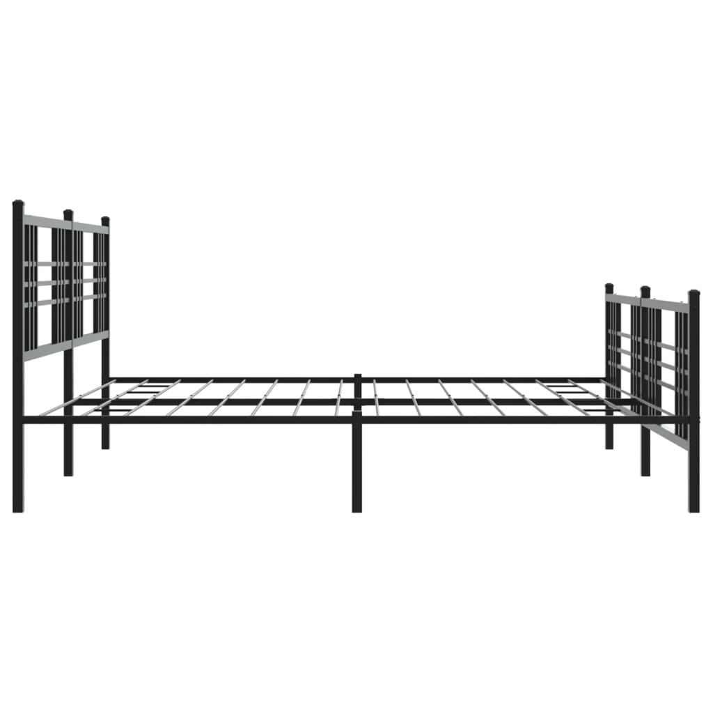 Bettgestell mit Kopf- und Fußteil Metall Schwarz 90x200 cm
