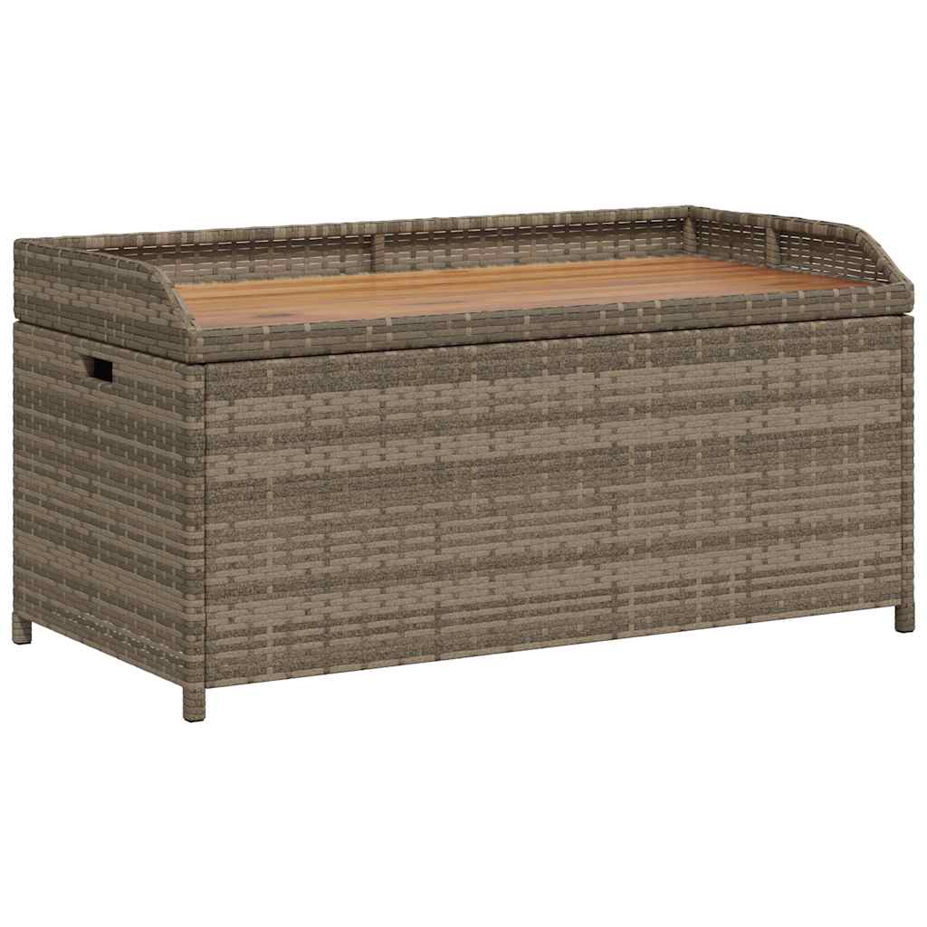 Bank mit Stauraum Schwarz 100x50x52 cm Poly Rattan Akazienholz
