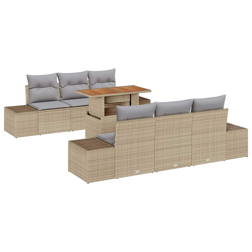 Garten Essgruppe mit Kissen 7 pcs Schwarz und Creme