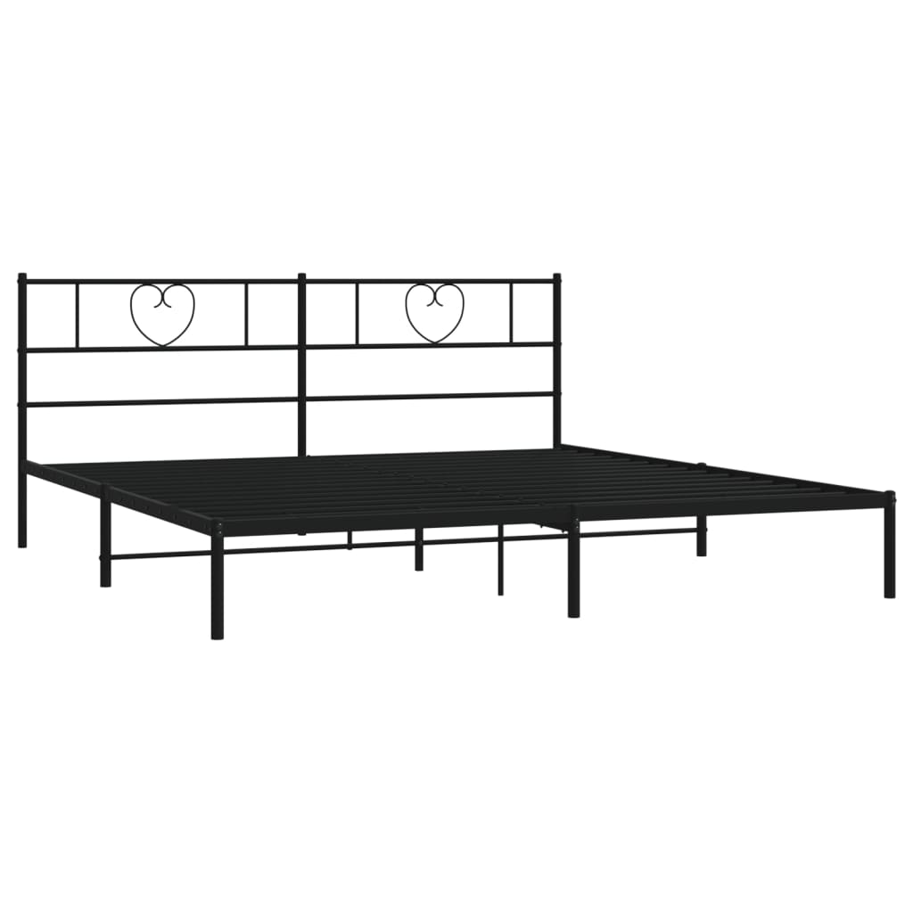 Bettgestell mit Kopfteil Metall Schwarz 100x190 cm