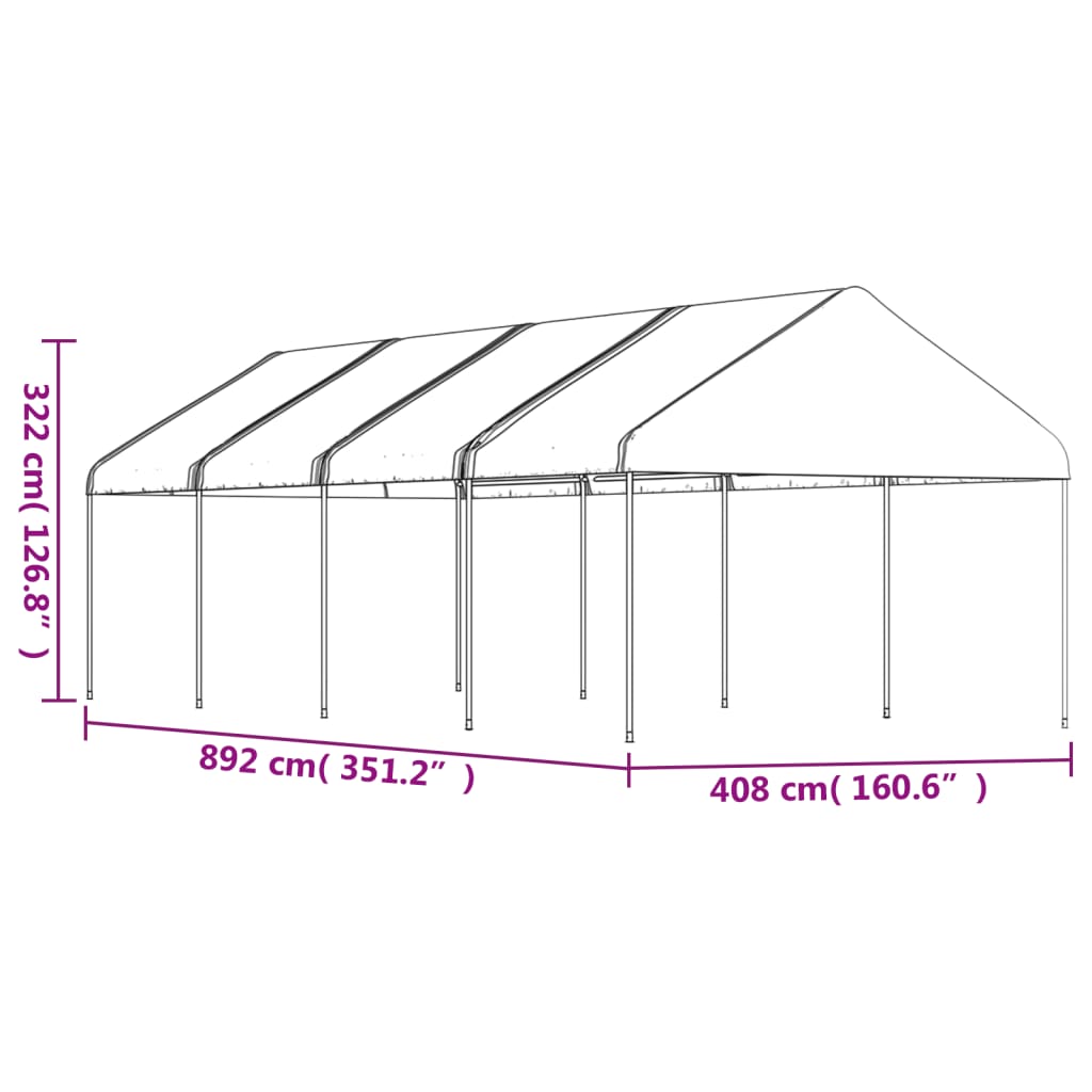 Pavillon mit Dach Weiß 4,46x4,08x3,22 m Polyethylen
