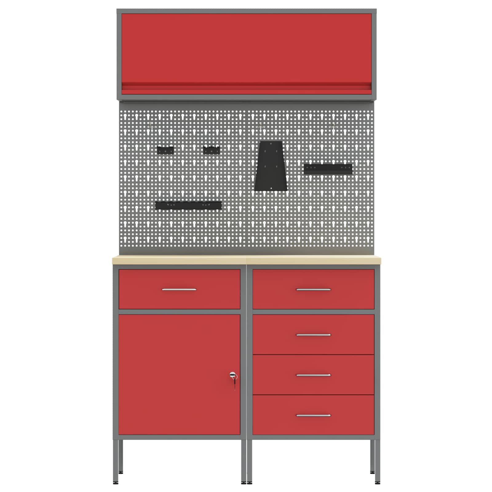 Arbeitsschrankset mit Schubladen mit Regal 8 pcs Grau
