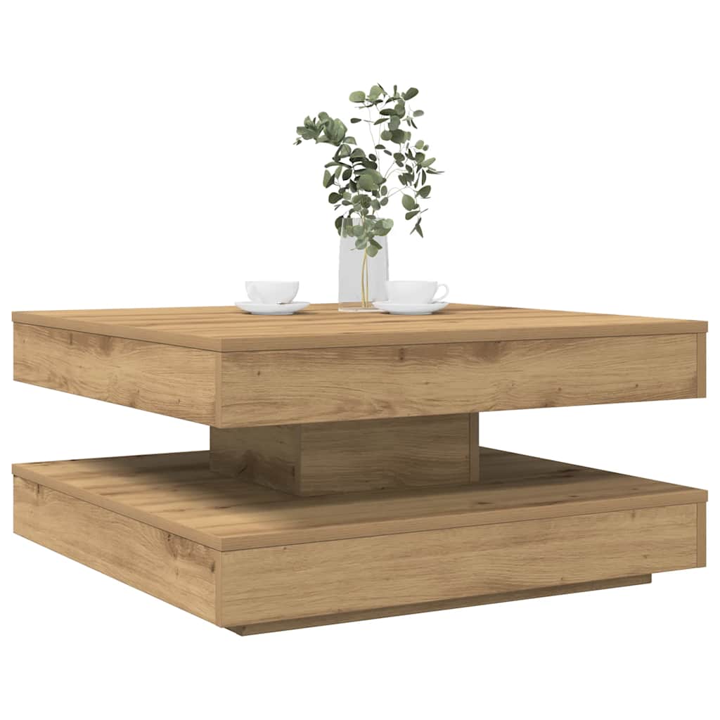 Couchtisch 360-Grad Drehbar Weiß 90x90x34,5 cm