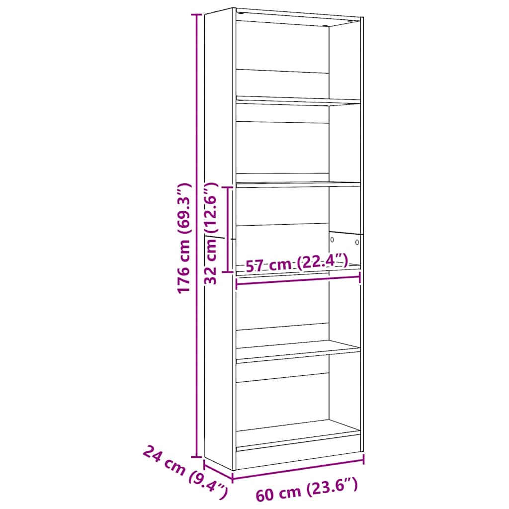 Bücherregal Weiß 40x24x75 cm Holzwerkstoff