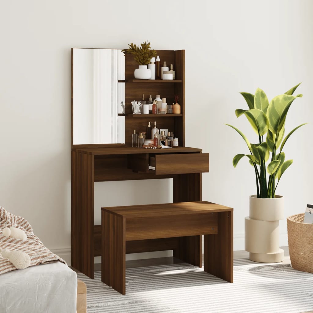 Schminktisch-Set Weiß 74,5x40x141 cm