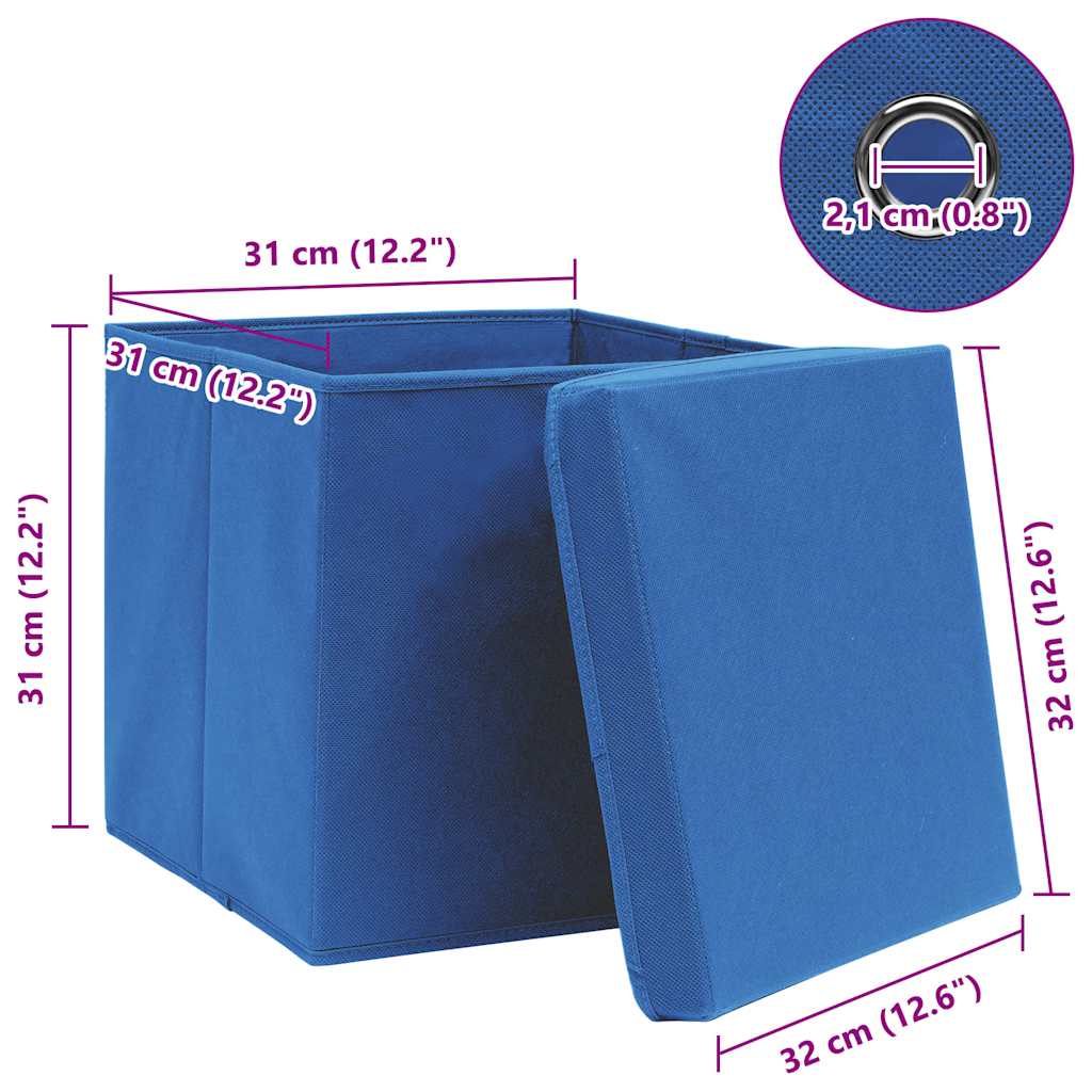Aufbewahrungsboxen 4 Stk. Blau 32x32x32 cm Stoff