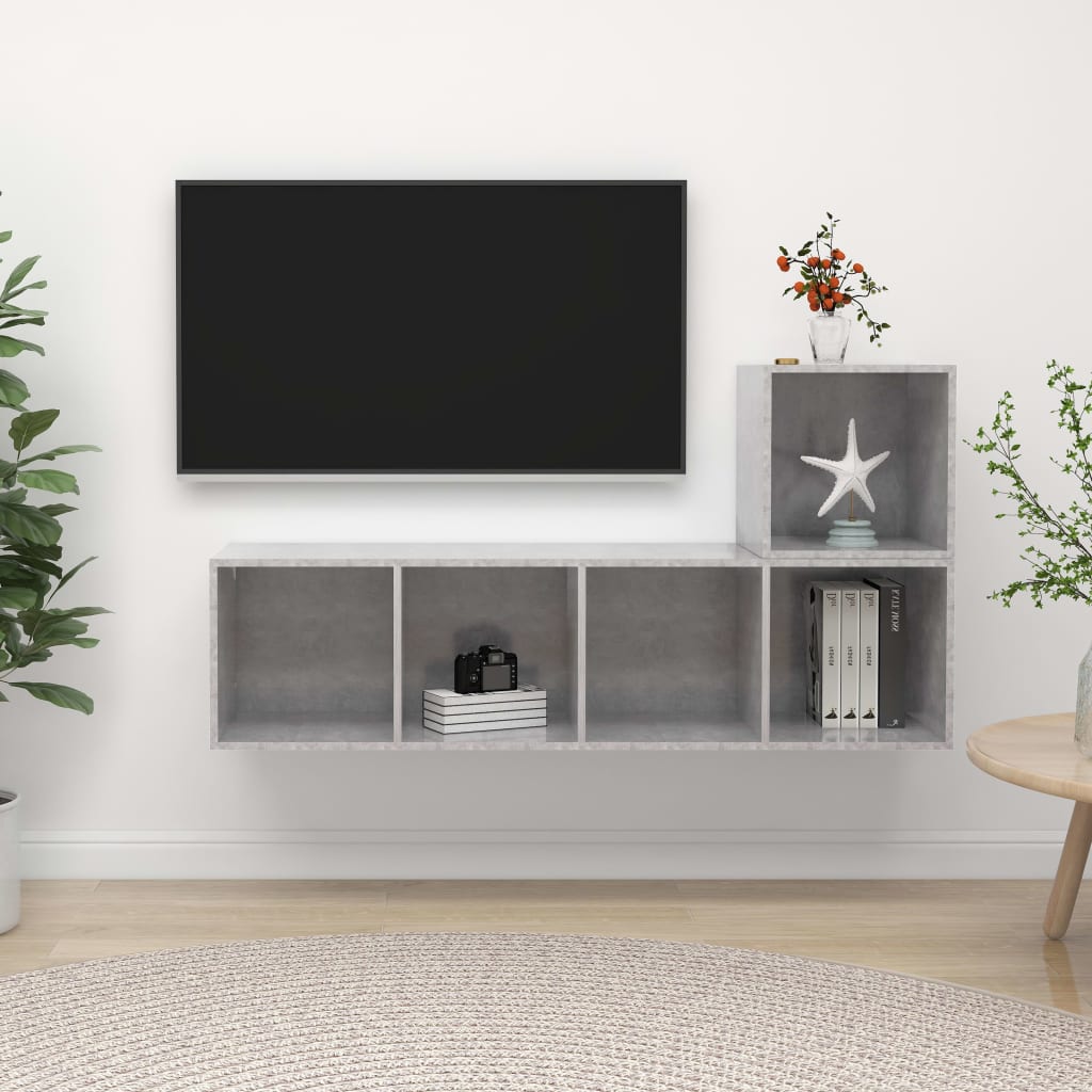 2-tlg. TV-Schrank-Set Grau Holzwerkstoff