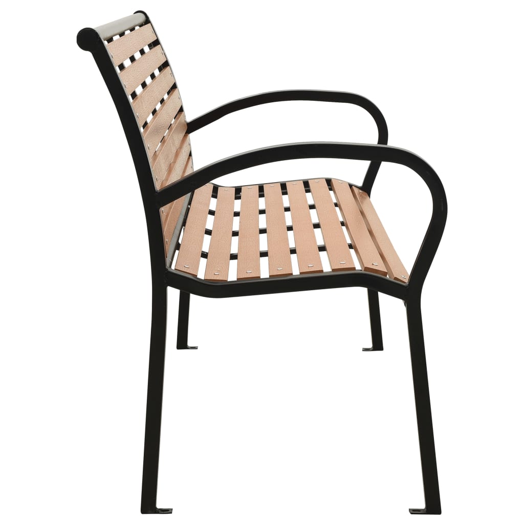 Gartenbank Schwarz 116 cm Stahl und WPC