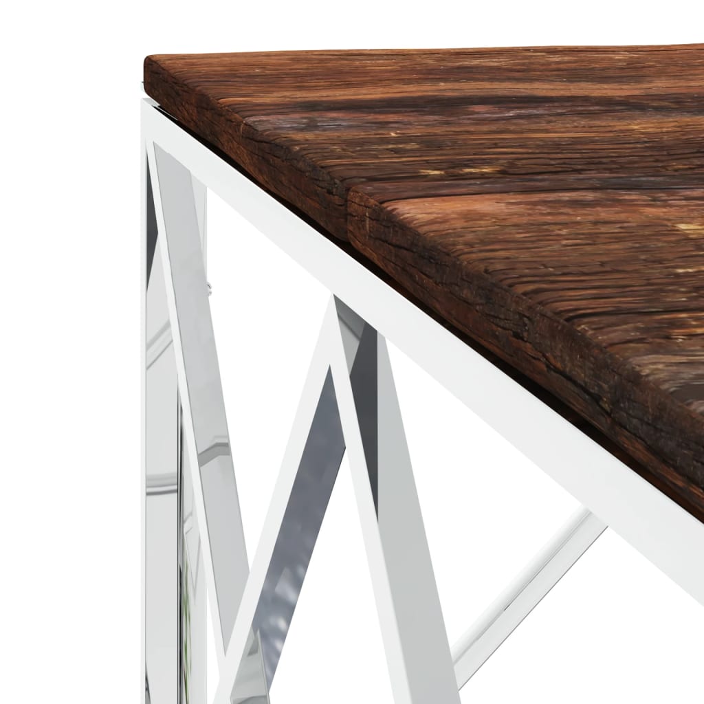 Couchtisch 80x80x40 cm Edelstahl und Glas