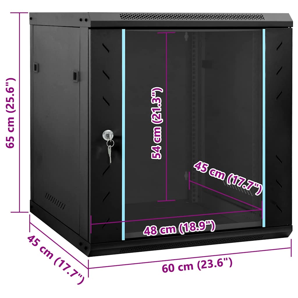 Netzwerkschrank mit Speicher Grau 60 x 45 x 28 cm Stahl