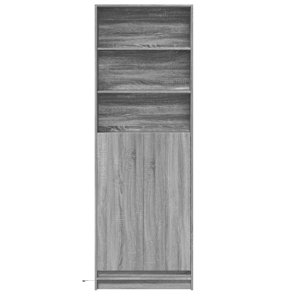 Highboard mit LED-Beleuchtung Weiß 69x32,5x200 cm Holzwerkstoff
