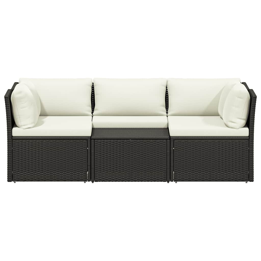 4-tlg. Garten-Lounge-Set mit Polstern Poly Rattan Grau