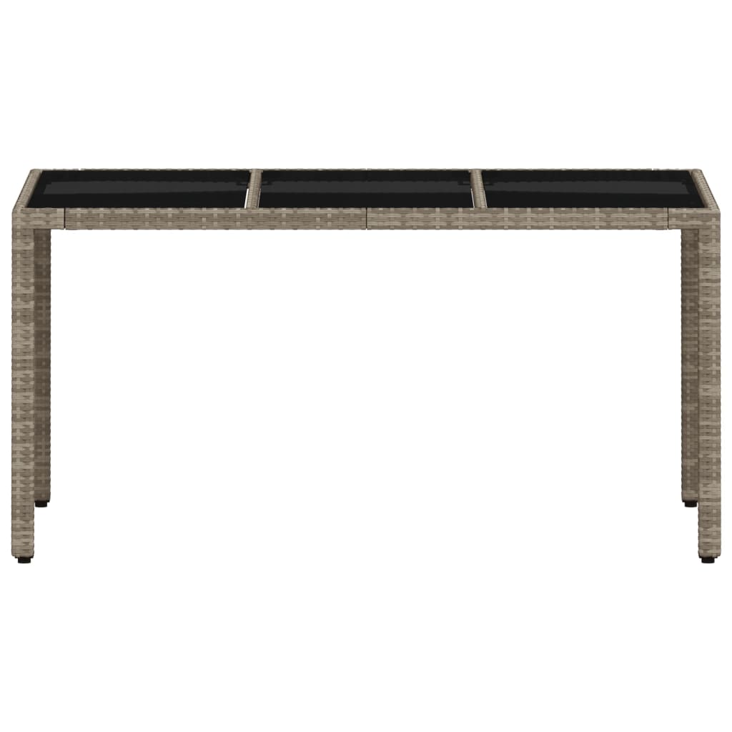 Gartentisch 150x90x75 cm Hartglas und Poly Rattan Schwarz