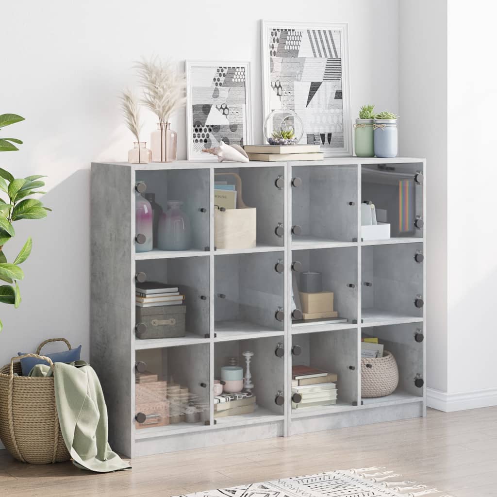 Bücherregal mit Türen Weiß 136x37x109 cm Holzwerkstoff