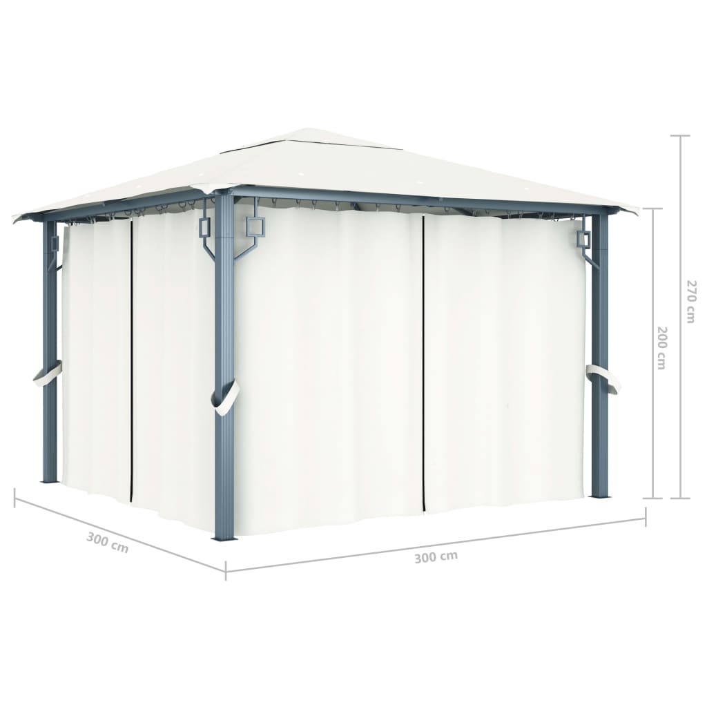 Pavillon mit Vorhang 300x300 cm Taupe Aluminium