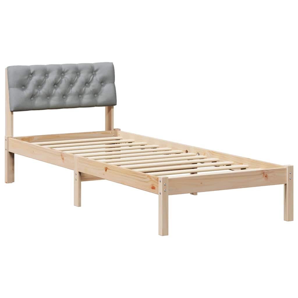 Bettgestell Braun und hellgrau 200 x 200 cm Massivholz Kiefer