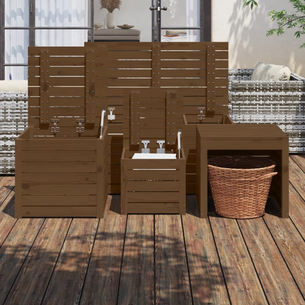4-tlg. Gartenbox-Set Massivholz Kiefer